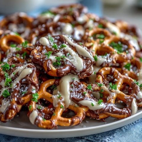 Shamrock Pretzel Bites with white chocolate and green sprinkles—festive, salty-sweet snacks perfect for St. Patrick's Day parties.
