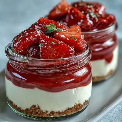 No-Bake Strawberry Cheesecake Jars