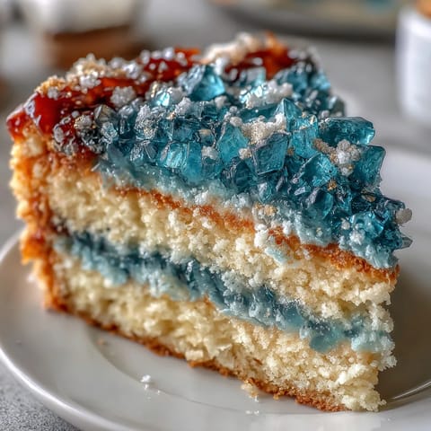 Graduation cake with teal and gold geode slice design, showcasing a striking crystal-like sugar formation and elegant metallic accents.