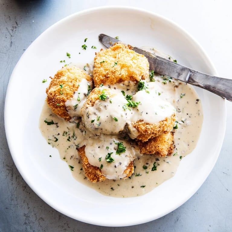 Crispy breaded Chicken Fried Steak served alongside fluffy mashed potatoes and green beans.