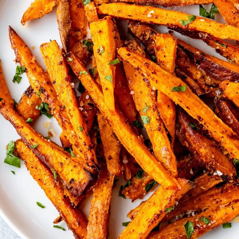 Piled high in a serving basket, these savory Sweet Potato Fries are ready to be enjoyed with creamy aioli.