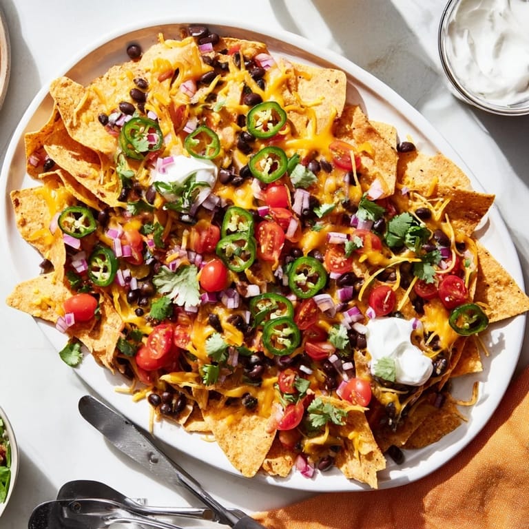 Serve these cheesy nachos with sour cream and salsa on the side for a festive snack.