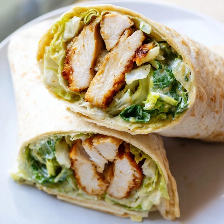 Freshly made honey mustard chicken wrap drizzled with creamy dressing, served alongside extra sauce and a fresh tomato slice for dipping.