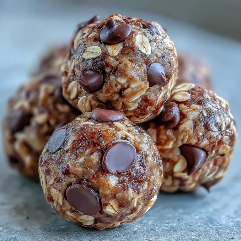 Moist Banana Chocolate Chip Energy Balls topped with melty chocolate chips.