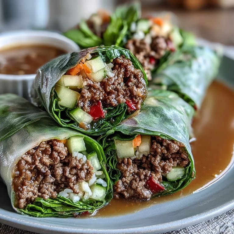 Freshly rolled Thai Basil Beef Rolls served with a spicy dipping sauce and lime wedges.