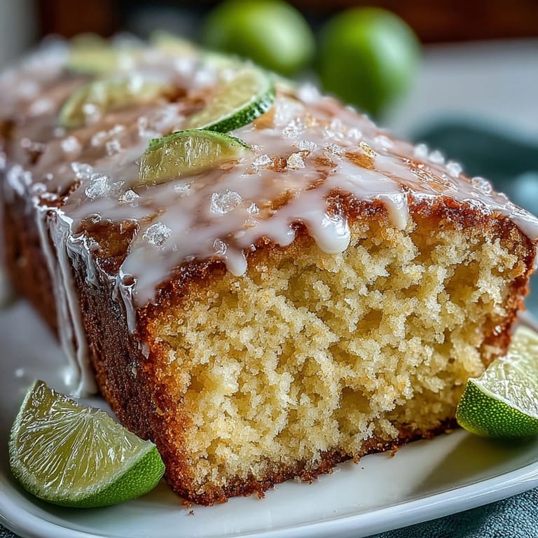 Slices of zesty Lemon Drizzle Loaf Cake on a white plate, drizzled with tangy lemon icing and fresh lemon garnish.