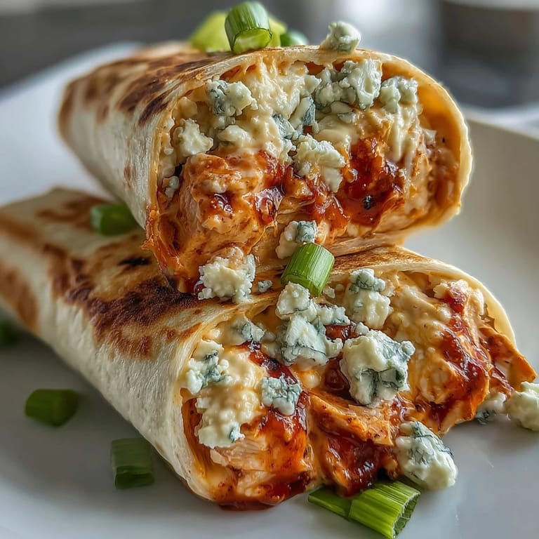 Zesty Buffalo chicken cream cheese filling wrapped in tortillas, chilled, and sliced into crowd-pleasing party pinwheels.