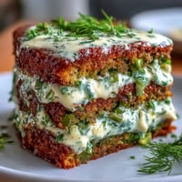 Savory Pickle Cake with fluffy dill cream frosting, a unique appetizer treat.