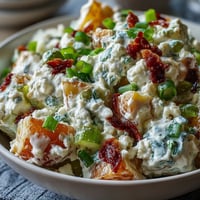 Creamy Juneteenth Soul Food Potato Salad with tangy pickles, ready for your picnic.